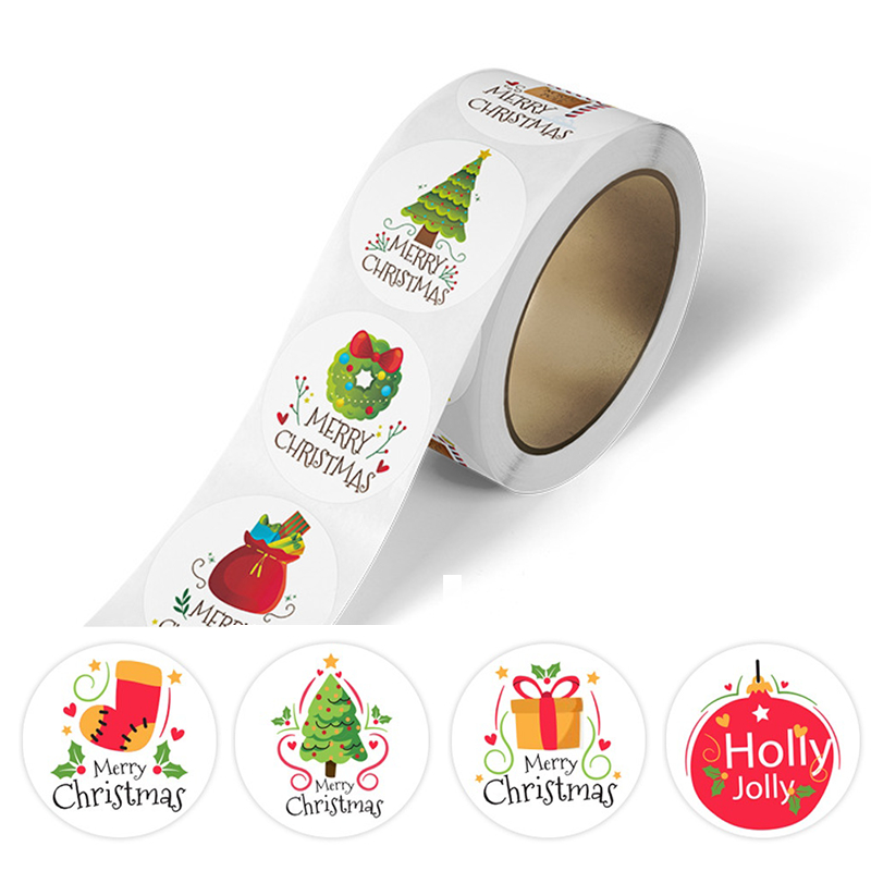 500pc/roll Merry Christmas Stickers Christmas Labels Stickers Christmas ...