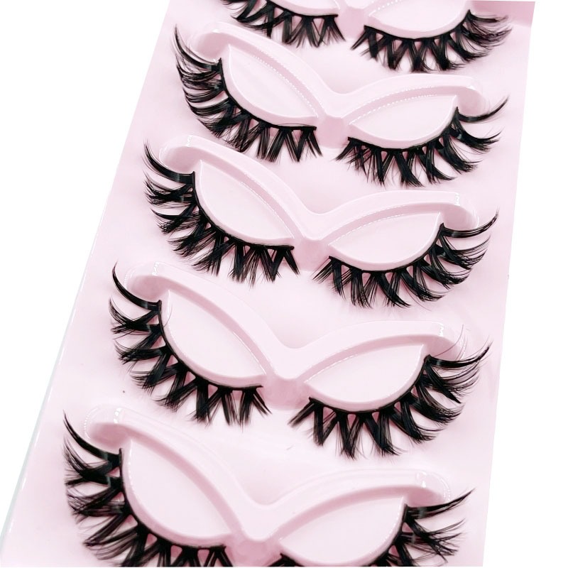 V Style Thick Soft Manga False Eyelashes Curl Fox Style Cat Eye Lashes ...