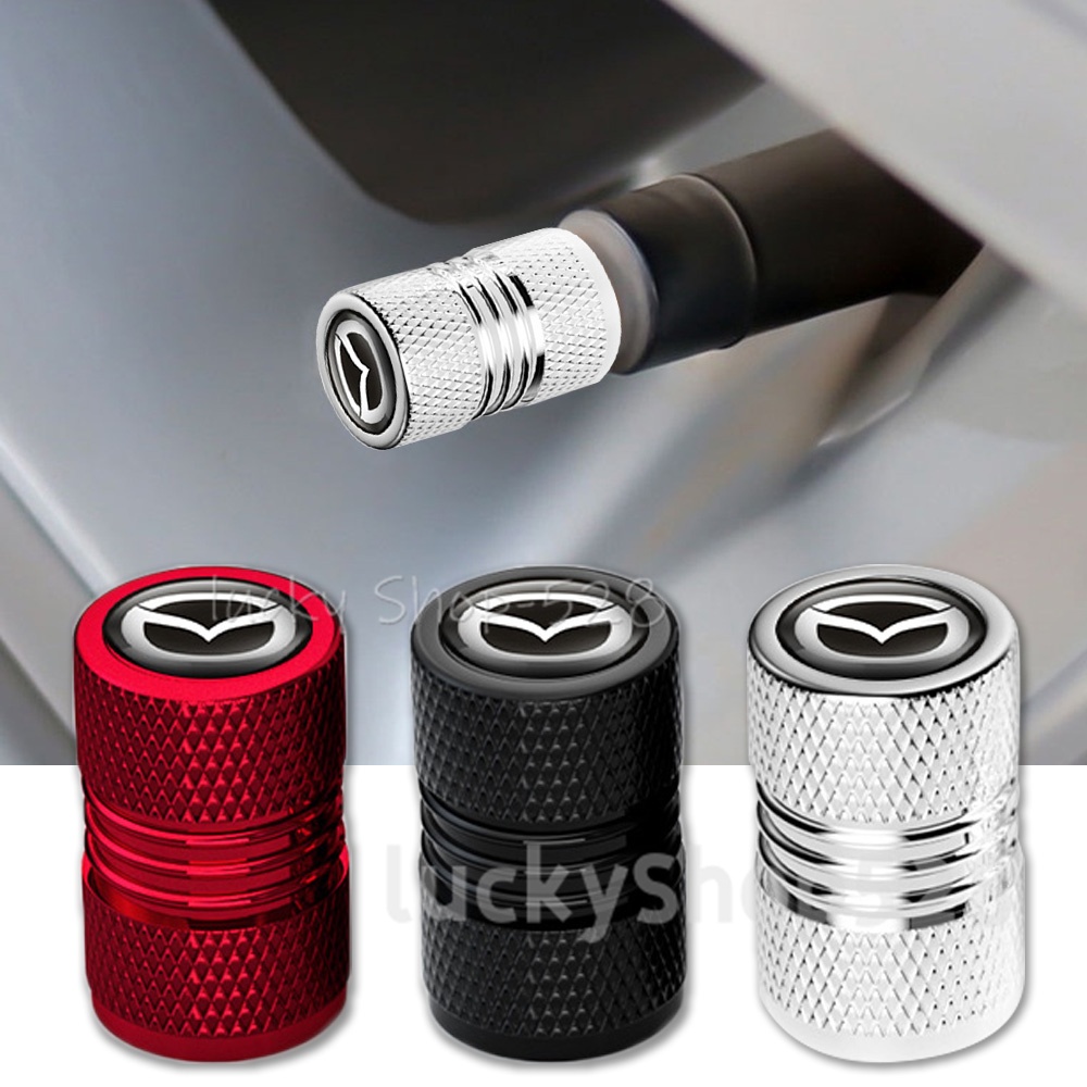 Spot 4pcs Mazda Logo Metal Alloy Car Wheels Tire Valve Caps Tyre Stem