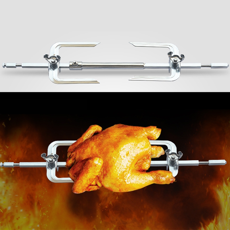 Chicken Grill Roasting Fork Stainless Steel BBQ Skewer Rack Turkey