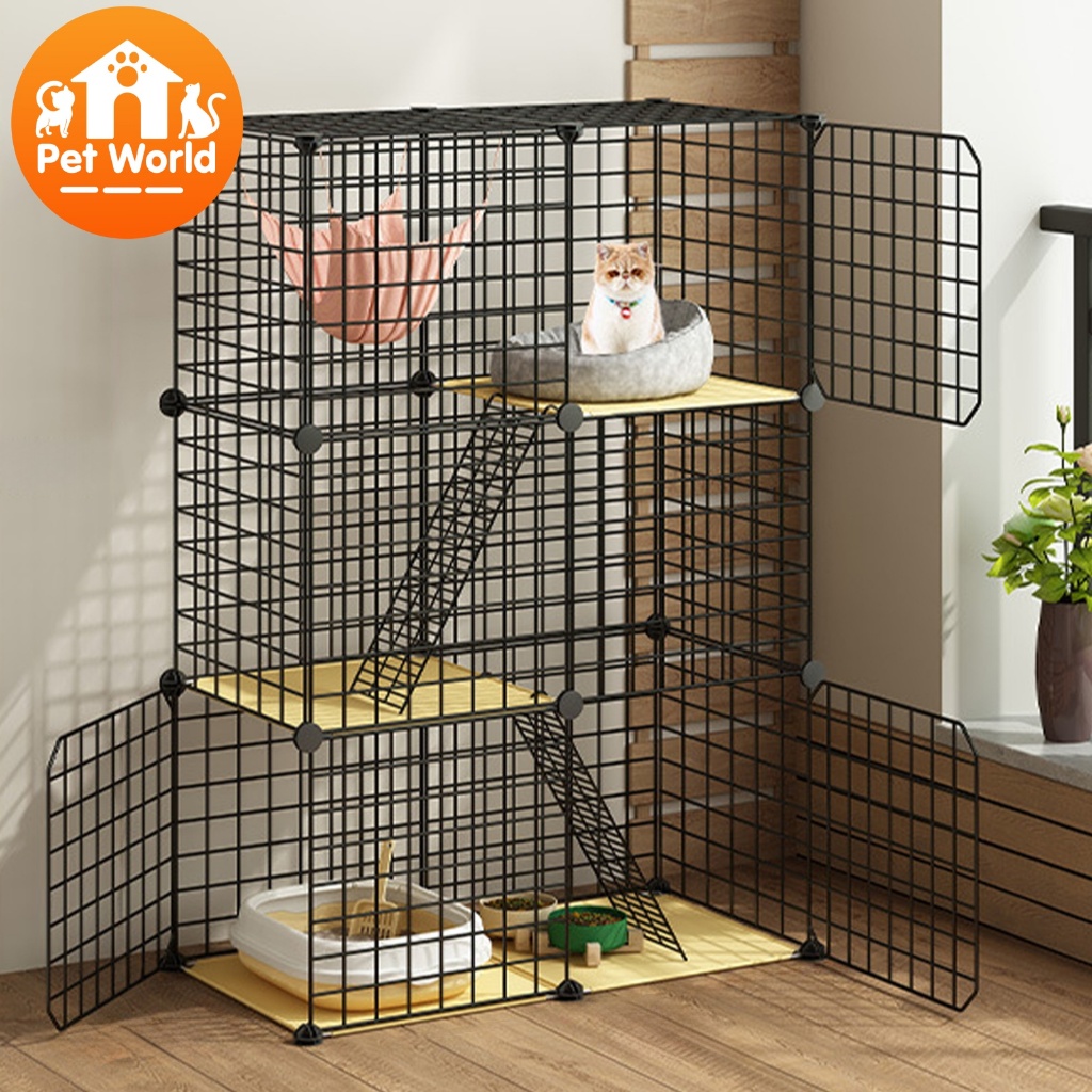 Metal Anti-rust Cat Cage Stackable DIY Foldable Pet Dog Cat House ...