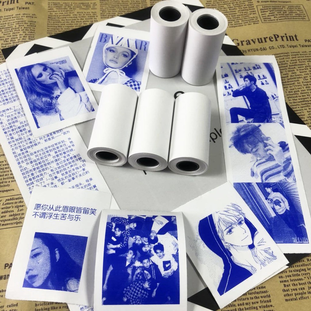 1/3/6 Rolls Blue ink Display thermal Sticker paper Paperang Peripage ...