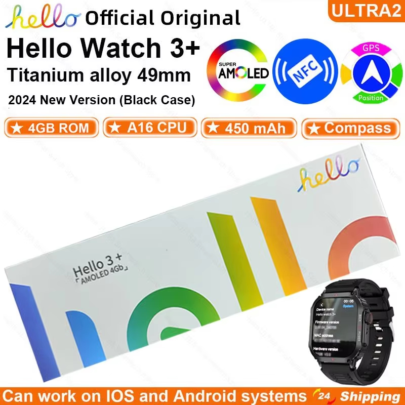 2024 NewOriginal Hello Watch 3 Plus Ultra Smartwatch AMOLED 1GB ROM NFC ...