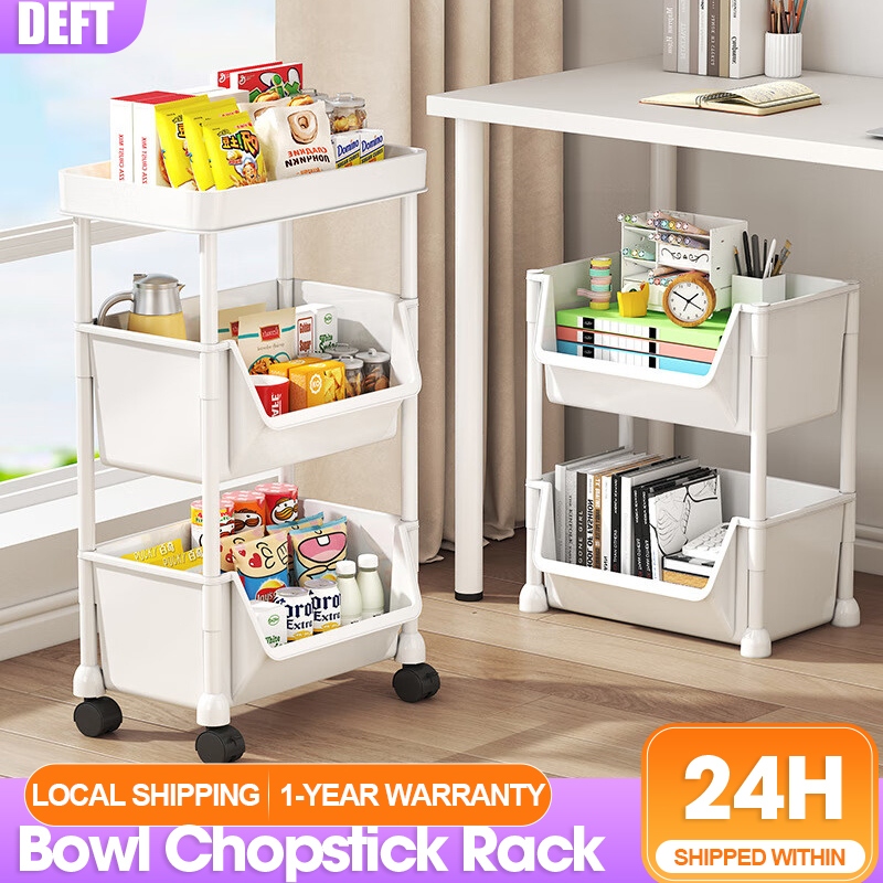 Multifunctional Moving Rack 3/4/5 Tier Kitchen Storage Shelf Bathroom ...