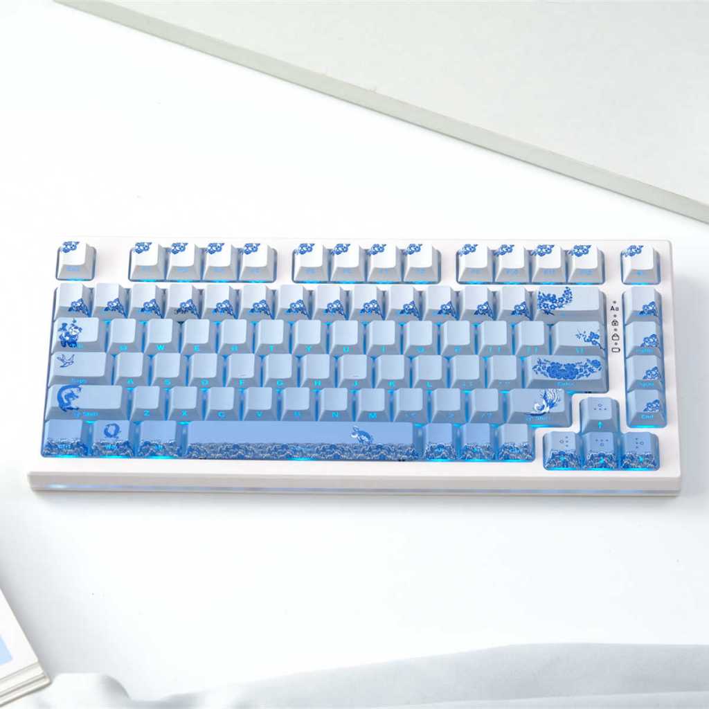 Blue And White Porcelain Side Shine Through Keycaps PBT Dye-sub Cherry ...