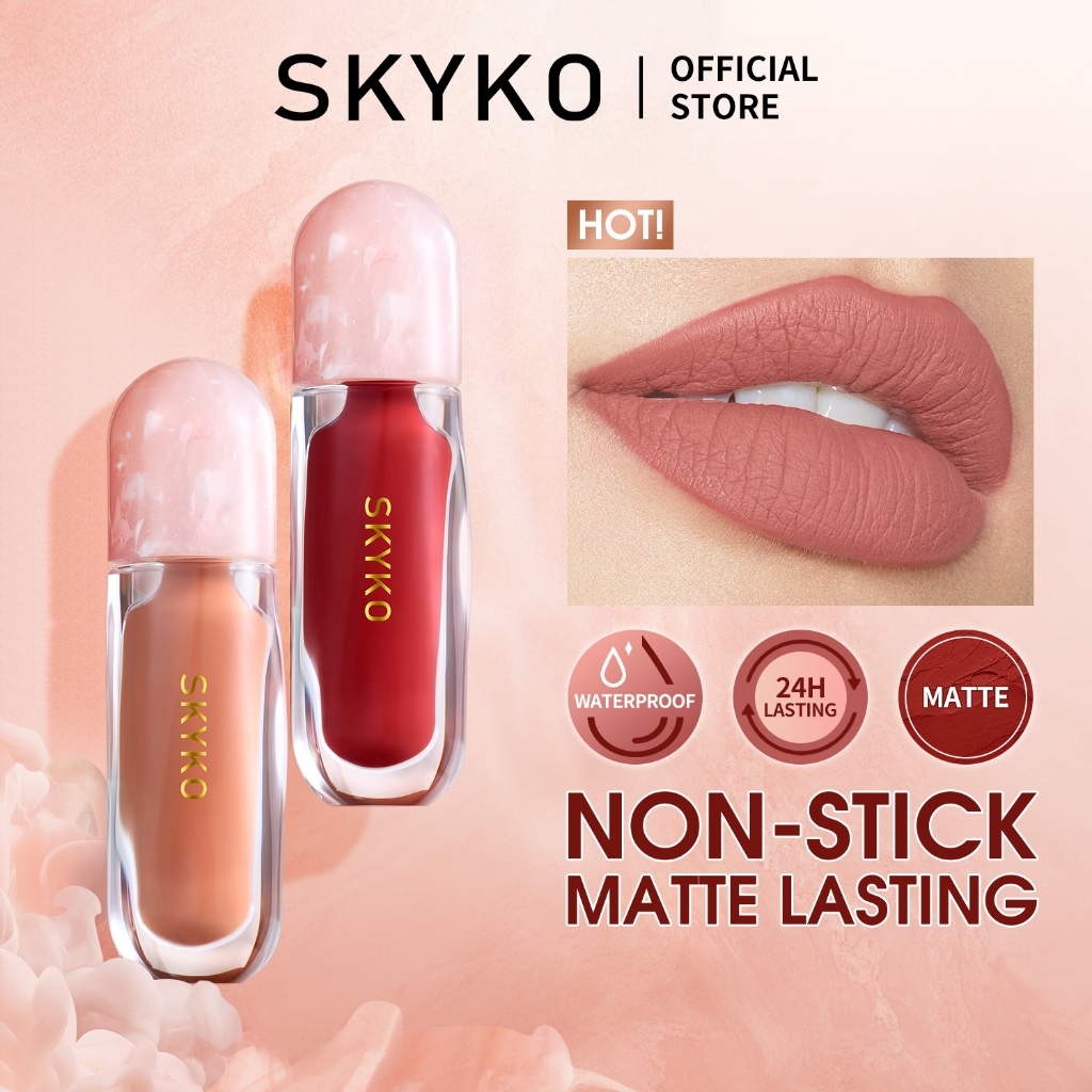 SKYKO Lip Tint Matte Kissproof Lipgloss Waterproof Long Lasting Liquid