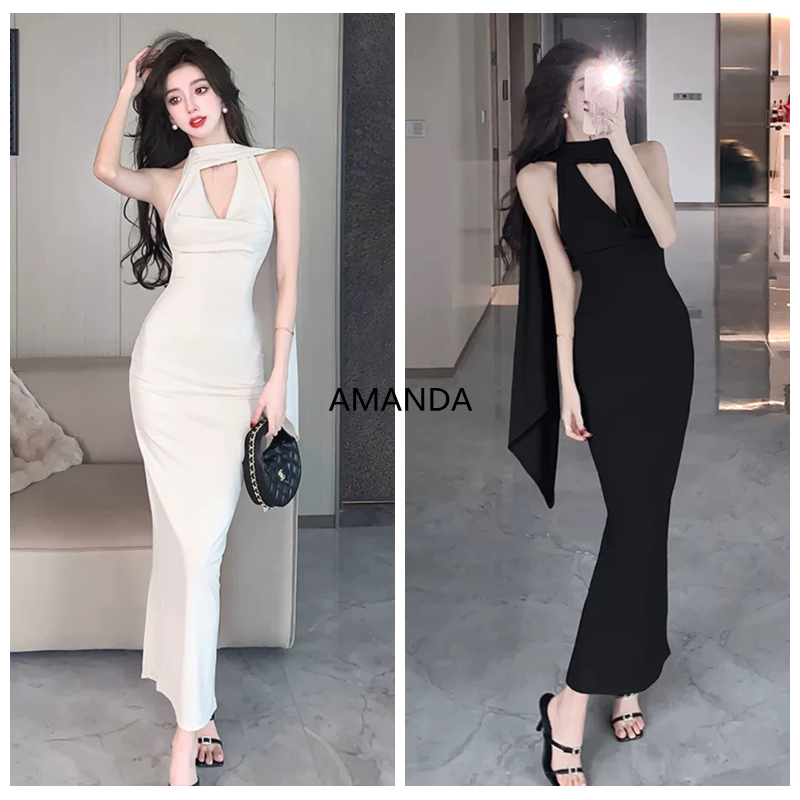 Summer Elegant Slim Dresses Women's Fashion Sleeveless Unique Backless ...