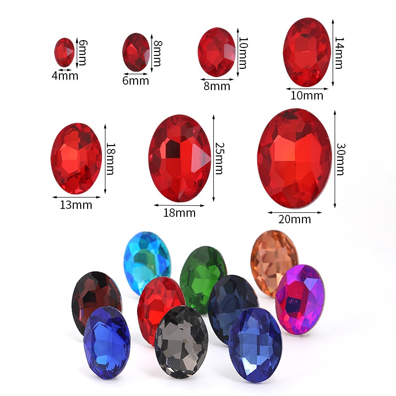 High Quality 8*10mm 10*14mm Oval Shape Crystal Glass Rhinestone Fancy ...