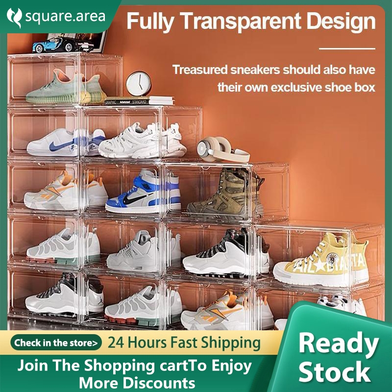 【Ready stockd】 Acrylic Shoe Box Stackable Shoe Rack organizer High ...