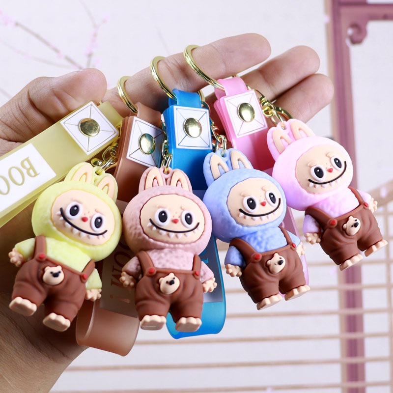 (Available for promotion) Overalls Labubu lamb silicone keychain ...