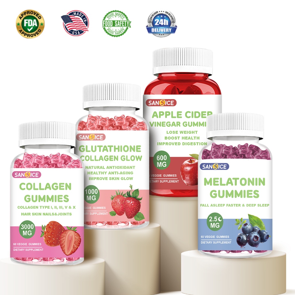 SANSICE Glutathione Collagen Glow, Apple cider vinegar, Melatonin Gummies,Collagen  Gummies | Shopee Philippines
