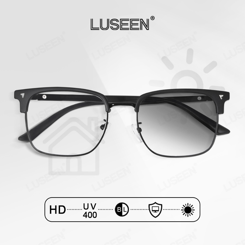 LUSEEN Eyewear Photochromic And Anti Blue Lens Rectangular Frames Glasses Browline Glasses For Men And Woman Fashion Unisex AG2262 Shopee Philippines