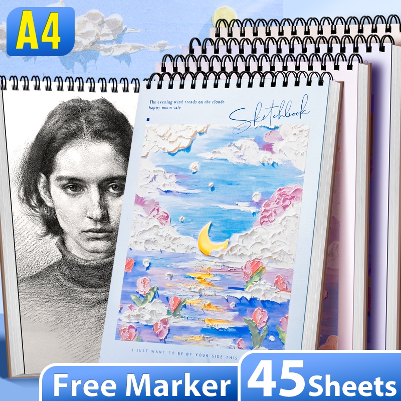 A4 Double Spring Sketchbook Cute Cartoon Blank Sketch Pad Thick Drawing