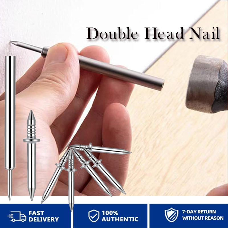200-Piece Double-Headed Skirting Nails – Hidden Seamless Threaded Pins, Rustproof Galvanized Iron – No Pre-Drilling Needed For Baseboards & Wood Veneer