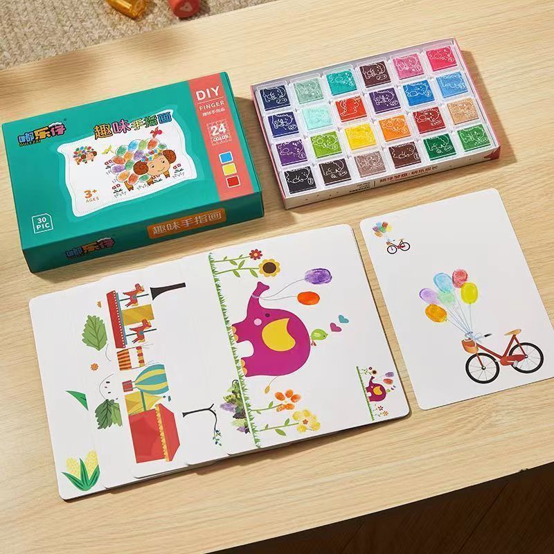 24 Color Kids Finger Painting Kit With Album Early Education Washable ...