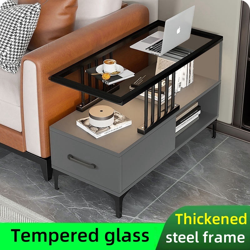 Sofa Side Table Living Room Side With Drawer LED Coffee Table