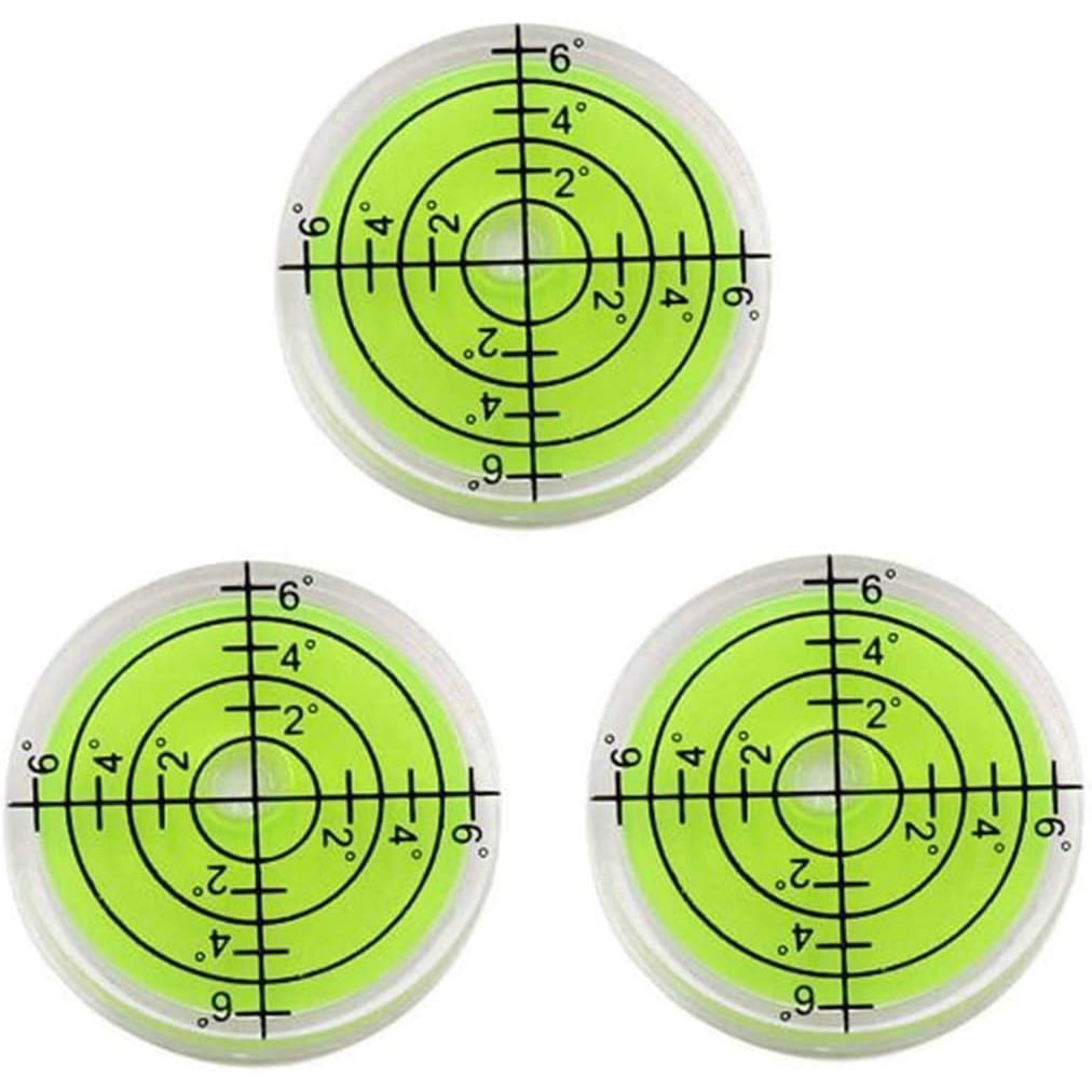 3Pcs Circular Bubble Level Bullseye Degree Marked Surface Round Spirit