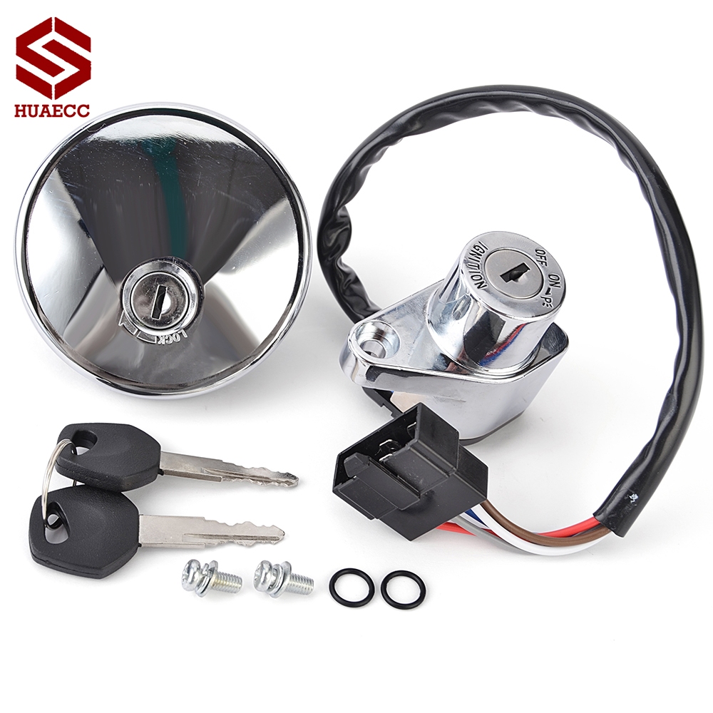 Gas Fuel Tank Cap Seat Ignition Switch Start Lock Key Set for Kawasaki