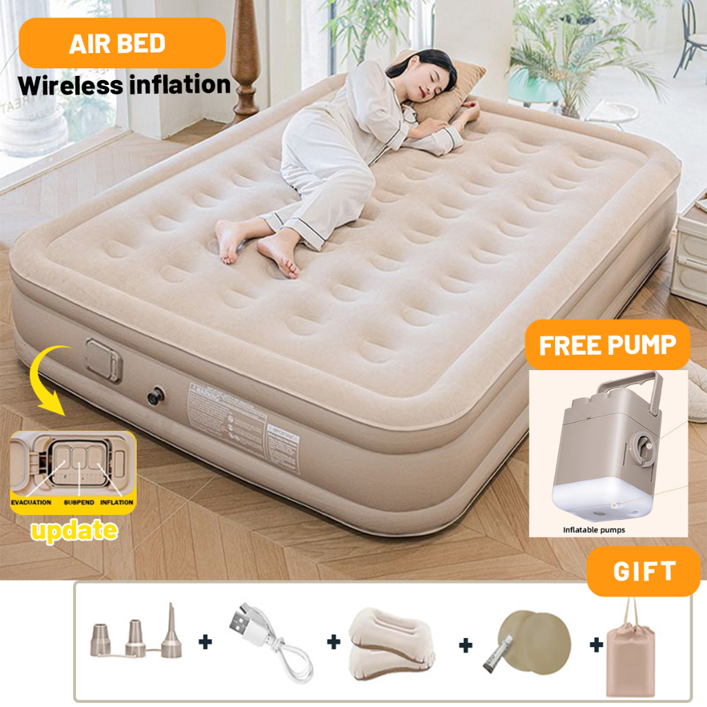 7IN1 Air Bed Double or Single Inflatable Bed Queen or King Family Size