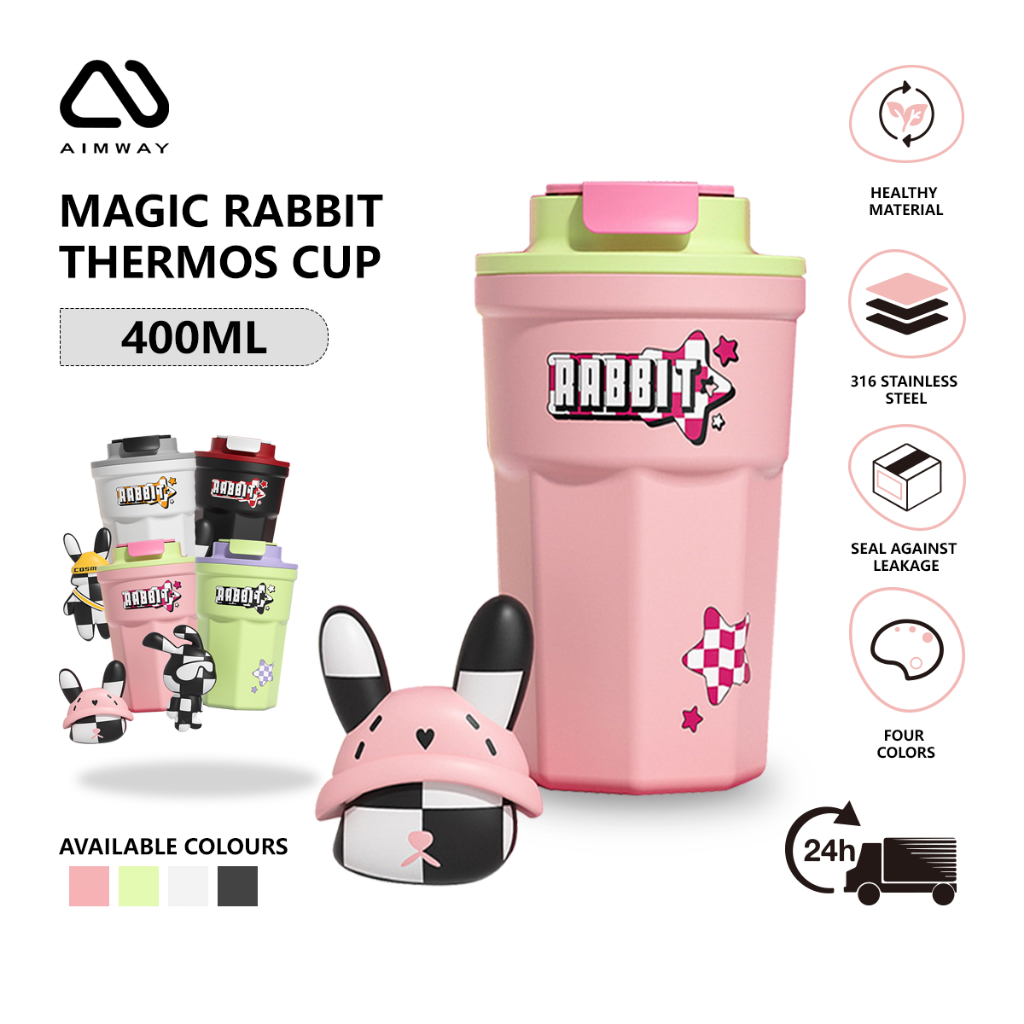Amiway Rabbit Series Travel Mug Adorable Bunny-Themed Design Leak-Proof ...