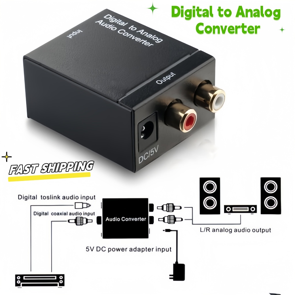 Digital to Analog Audio Converter Digital Optical CoaxCoaxialToslink to ...