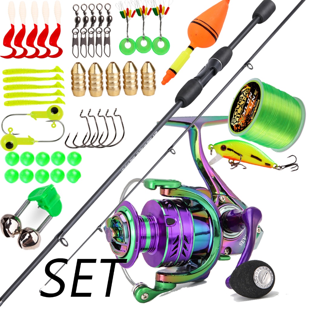 Sougayilang 1.8m Carbon Fiber Fishing Rod Fishing Reel Set with 1000