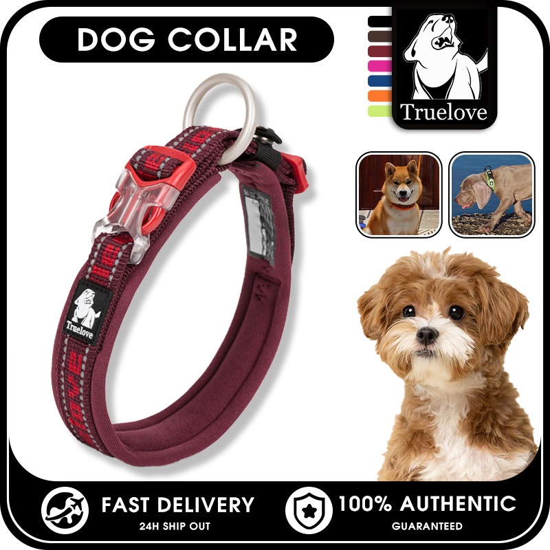 TRUELOVE Dog Collar with Soft Neoprene Padded Reflective Adjustable Pet  Collar for Customizable Fit with Nylon Webbing and Durable Buckle and Heavy 