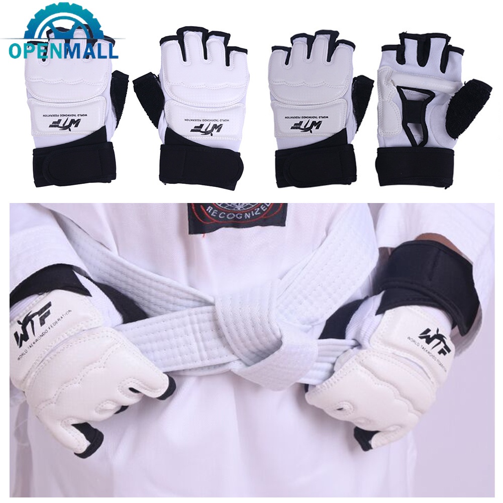 OM 1Set Taekwondo Leather Foot Gloves Sparring Karate Ankle Protector