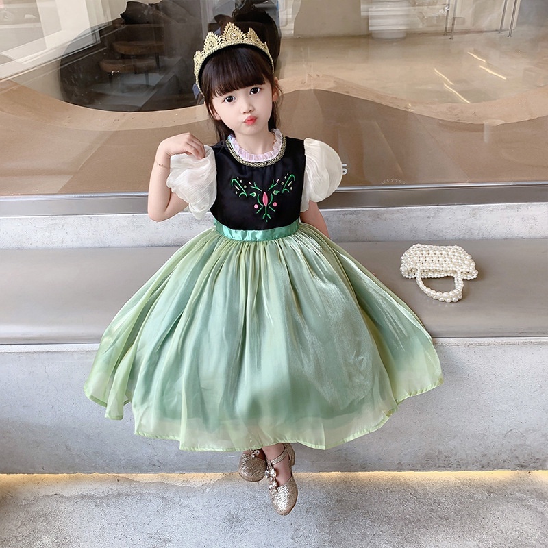Kids Girl Anna Dress Frozen Costume for 3-12 Years Old Girls Princess Dress  with Puff Sleeves Avocado Green Tulle Dress | Shopee Philippines