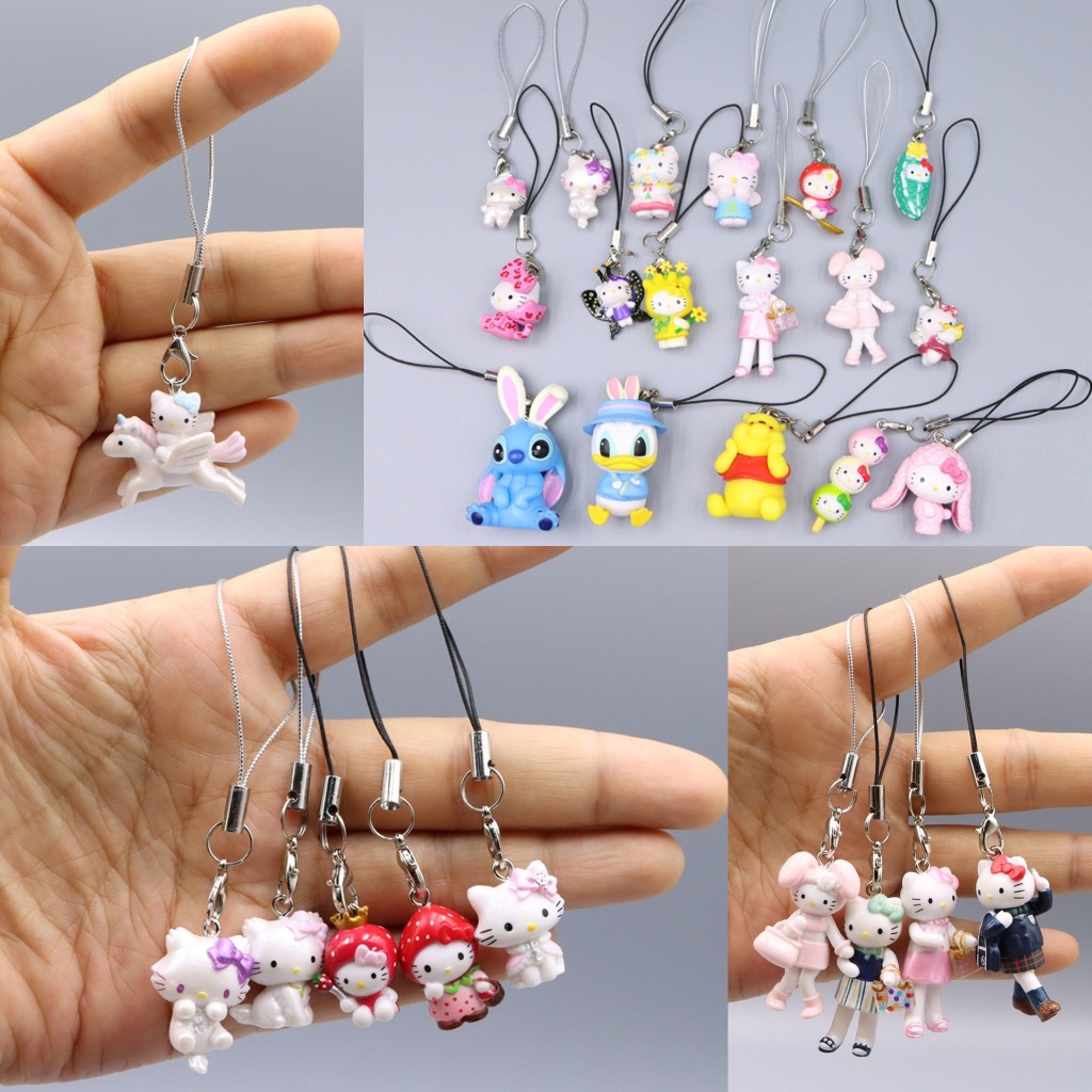 15 Style 2-4cm Anime Hello Kitty Mobile Phone Rope Pendant Stitch ...