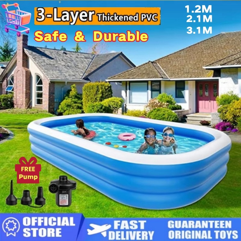 Inflatable Swimming Pool For Kids/Aldults With Free Pump Portable for ...