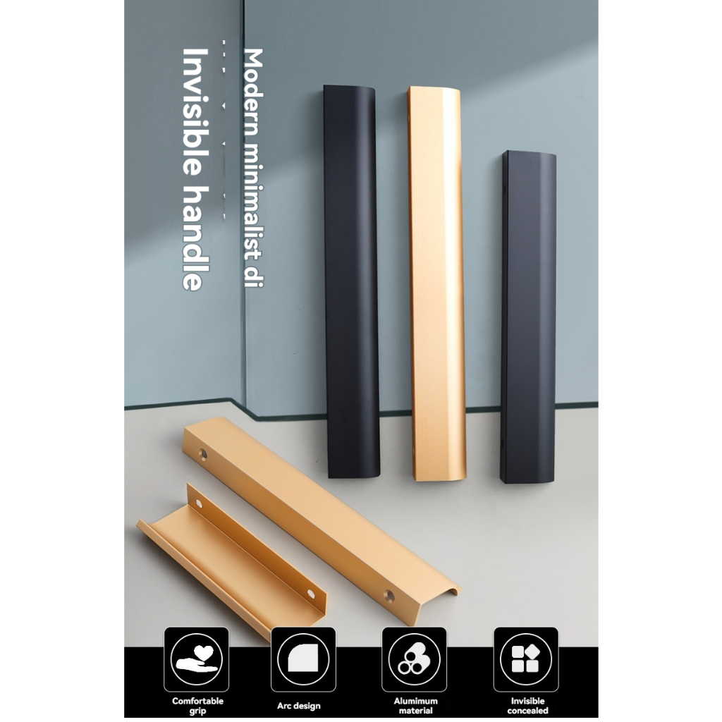 Invisible door handle T-handle cabinet concealed door handle Aluminum ...