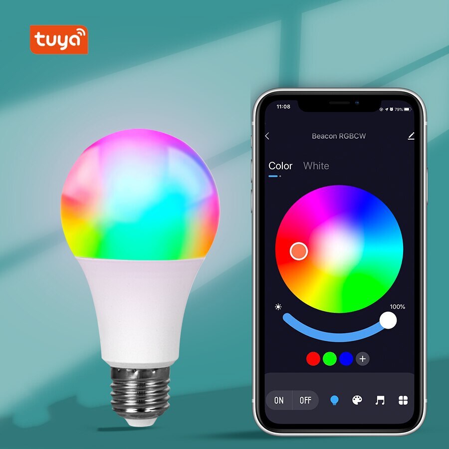 Tuya Smart LED Bulb APP Control Dimmable Light Bluetooth RGB Lamp 220V