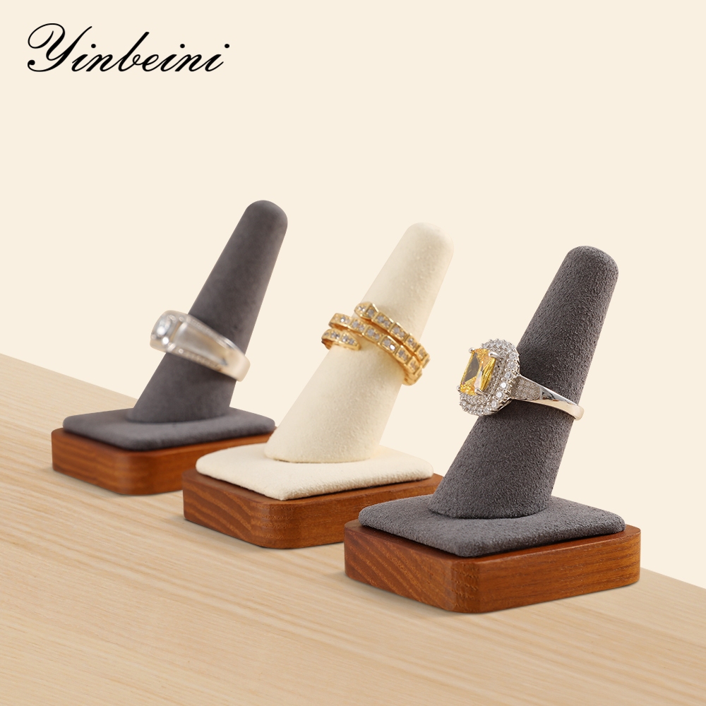 Yinbeini Diamond Ring Display Holder Gold Ring Storage Stand Wooden ...