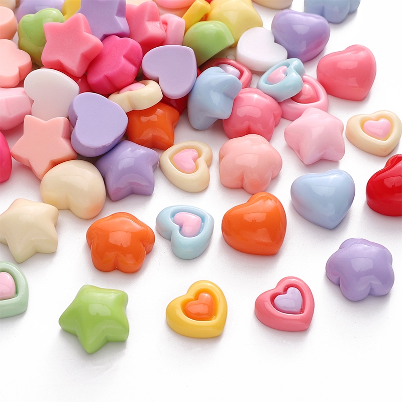 20pcs/bag Resin Two-color Heart-Shaped Beads Accessory For DIY Jewelry ...