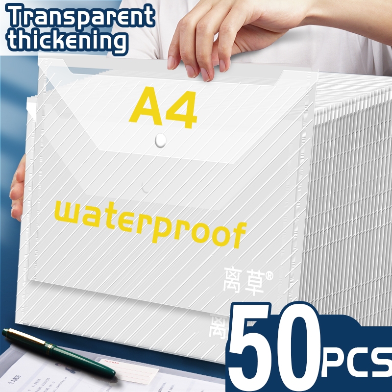 A4 Transparent Envelope Folder Clear Snap Button File Case Storage Bill ...