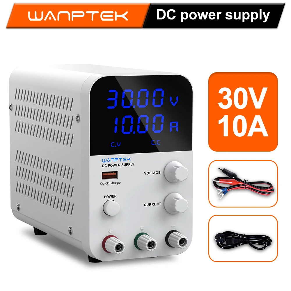 US Plug Wanptek Adjustable DC power supply 30V 10A 30V 5A Lab Bench ...