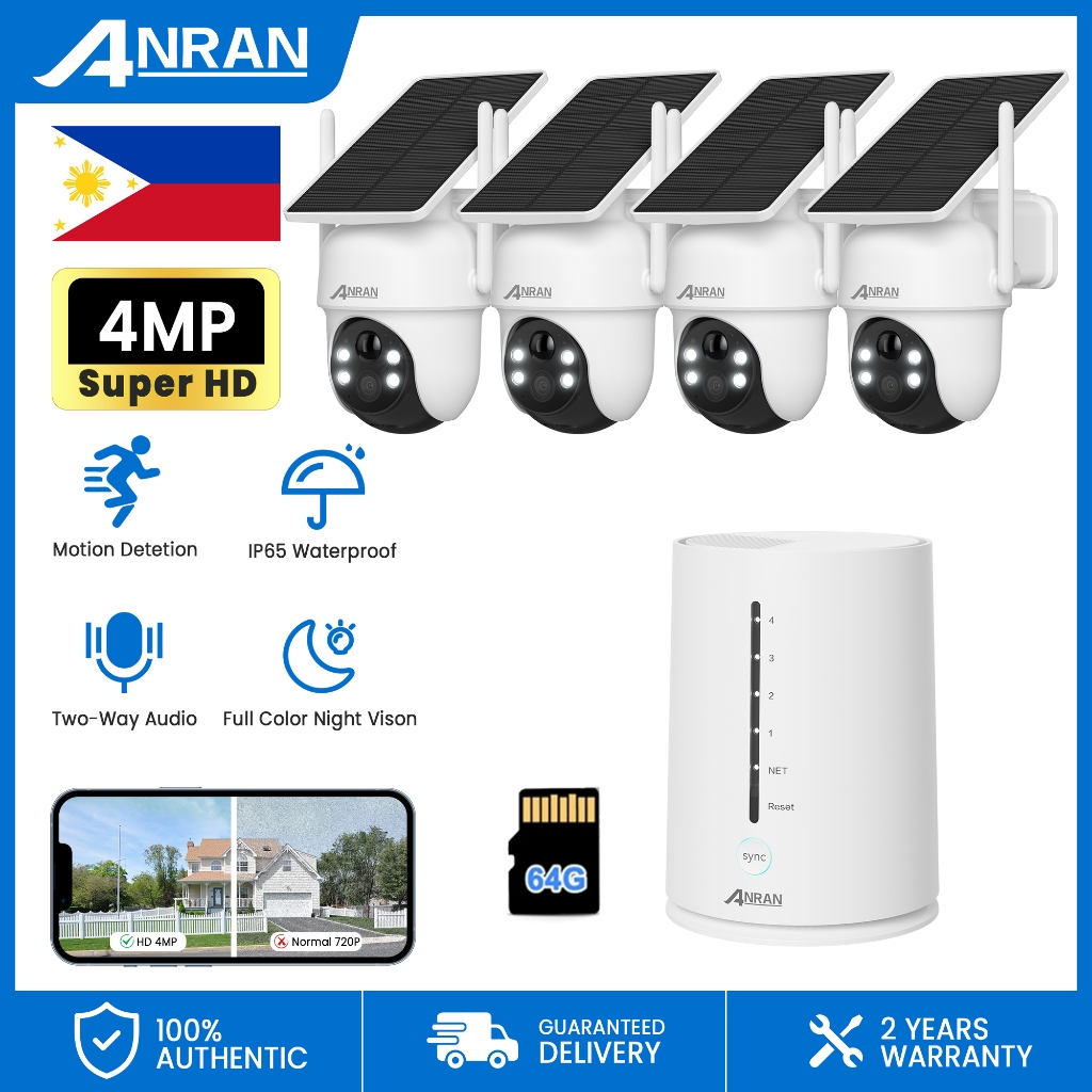 ANRAN Solar Security Cameras Wireless Outdoor, 4MP FHD Home Security