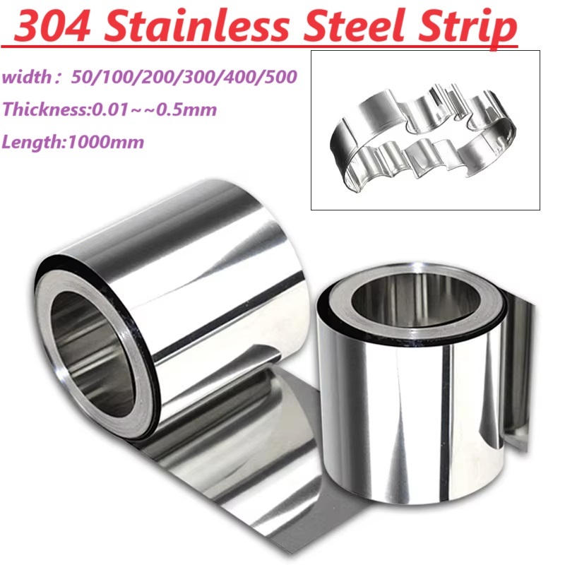 Produktbild von 1 Meter 304 Edelstahl Folienband 0,01-0,5 Mm – Rostfreies Stahlband Für Industrie & Handwerk