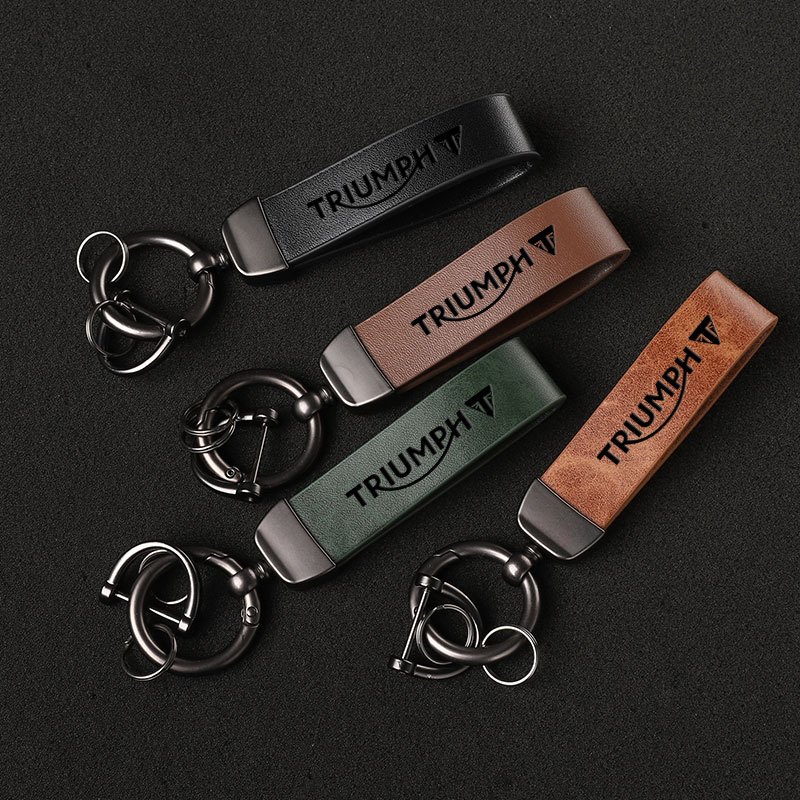Car Luxury Genuine Leather Keychain Key Rings Custom Gift For Triumph ...