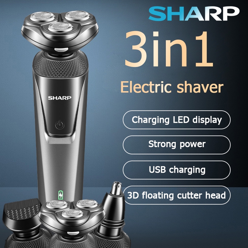 Sharp 3 In 1 Shaver For Men USB Rechargeable Electric Hair Beard ...
