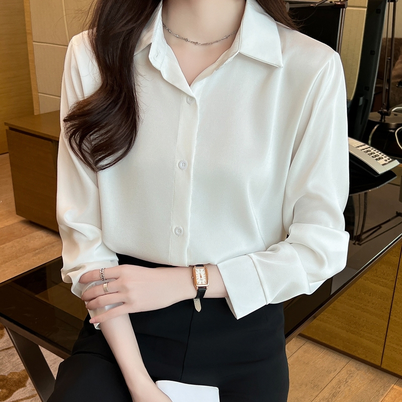 Outfit White Polo Long Sleeve For Ladies Korean Style Women Long