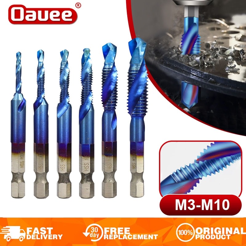 6Pcs M3M10 Screw Tap Drill Bits Hss Taps Countersink Deburr Set Metric