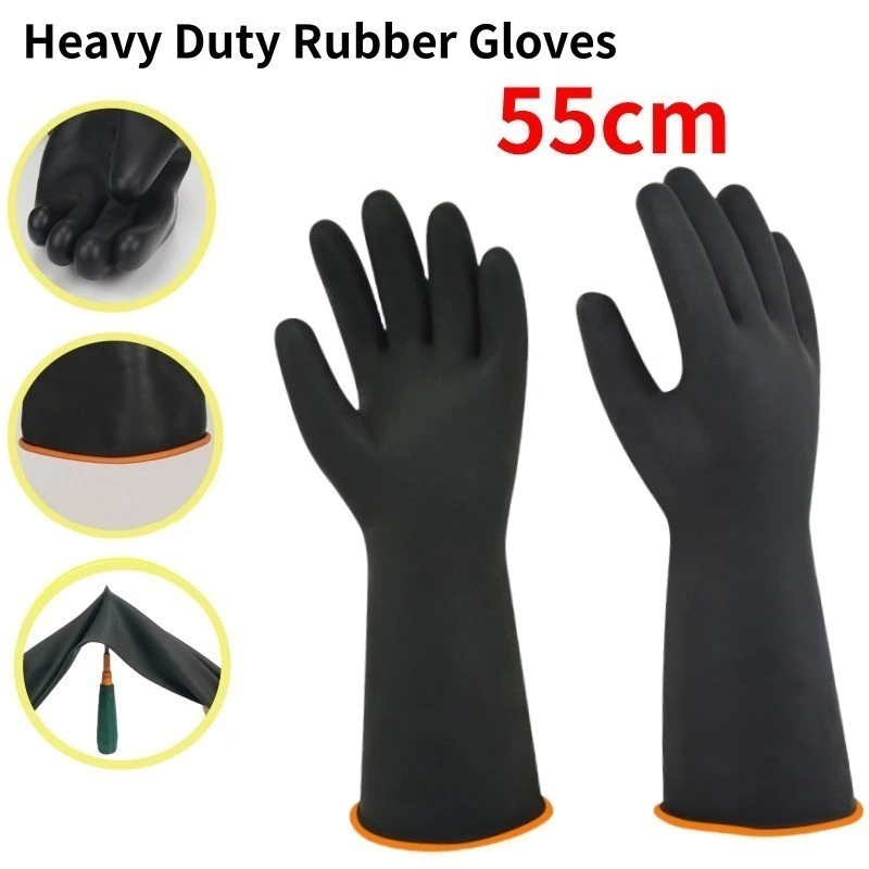 Chemical Heavy Duty Rubber Gloves/Muriatic Acid Resistant Natural/Anti ...