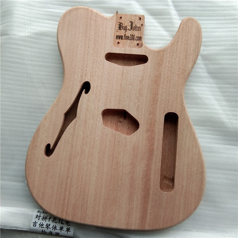 No Paint 6 Strings TL Electric Guitar Body,2S Route F Hole Semi Hollow