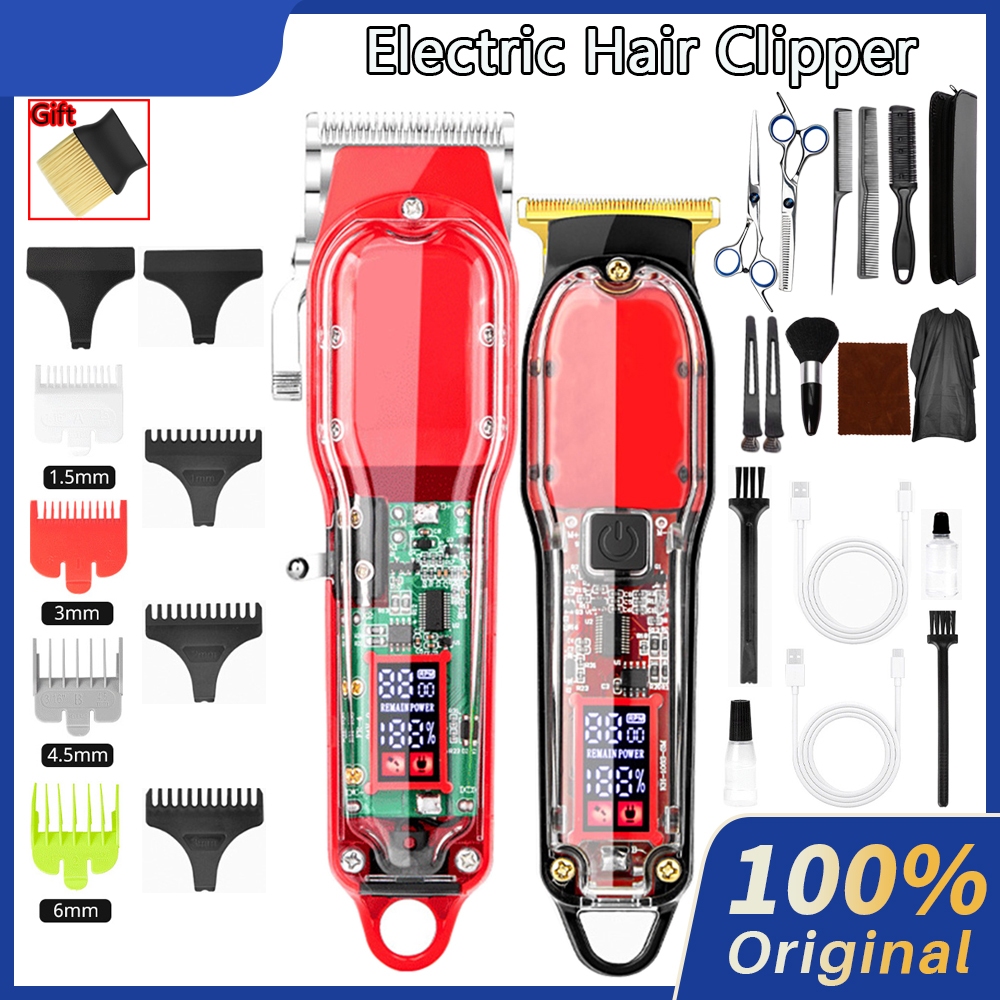 Professional Electric Hair Clipper Set Rechargeable Cordless Barber ...