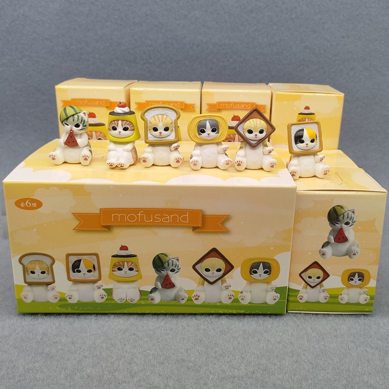 6Pcs/Set 3.2cm Cartoon Anime Mofusand Shark Cat Toast Watermelon Bread ...