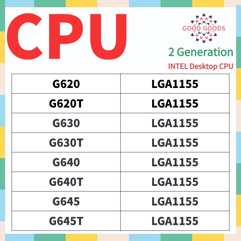 G620 G620T G630 G630T G640 G640T G645 G645T Second generation INTEL ...