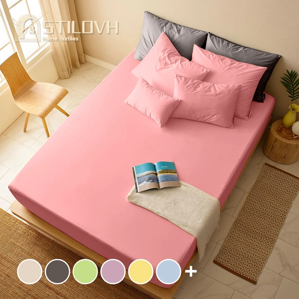 STILOVH Pink Plain 3 in 1 Fitted Bedsheet Fully Garterized No lukot No