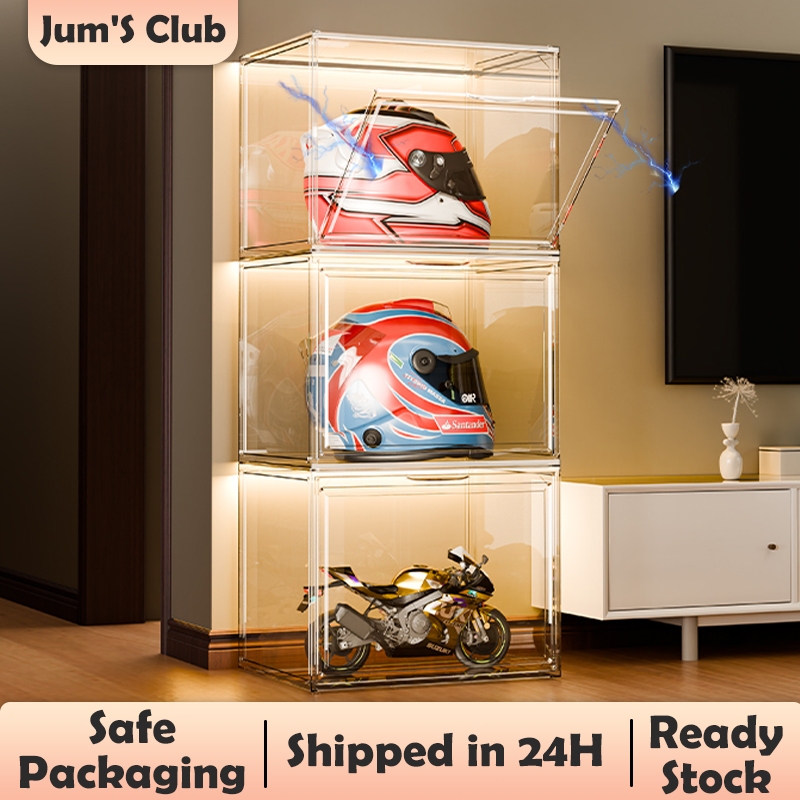 【Transparent】 Motorcycle Helmets Box Stackable Acrylic Lady Bag ...